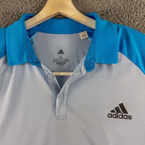 Adidas Golf Polo Shirt Mens XL Blue Gray Areoready Golfer Office Casual Athletic - Picture 2 of 14